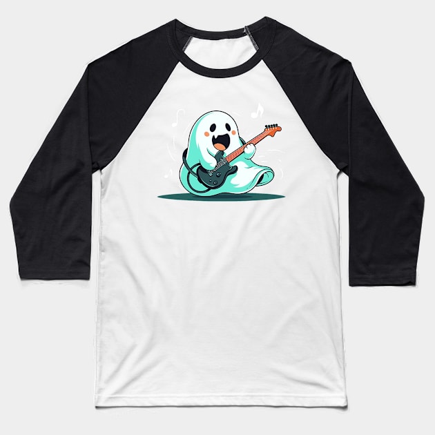 ghost play guitar Baseball T-Shirt by piratesnow